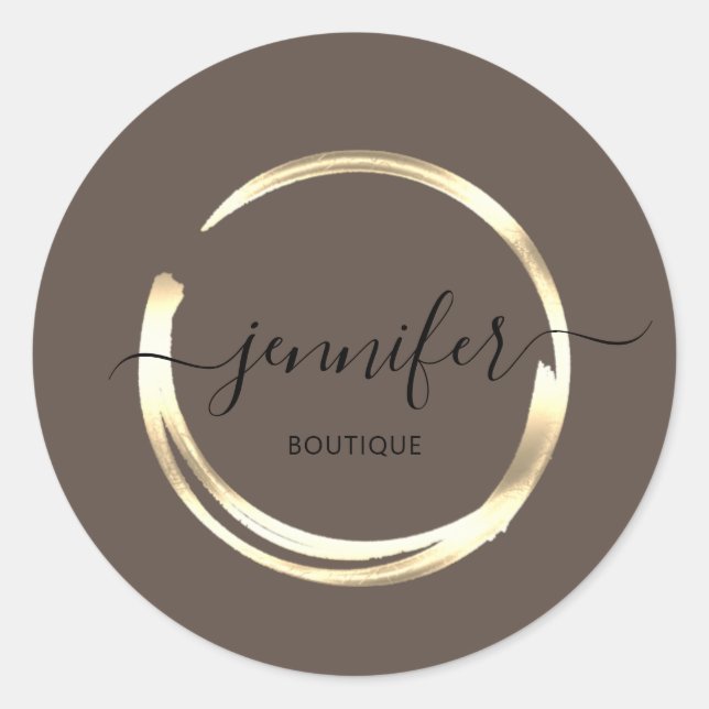 Professional Boutique Shop Golden Circle Minimal  Classic Round Sticker (Front)