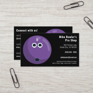 Professional Bowling Pro Shop Black Business Card
