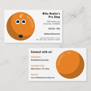 Professional Bowling Pro Shop   Orange Ball Business Card