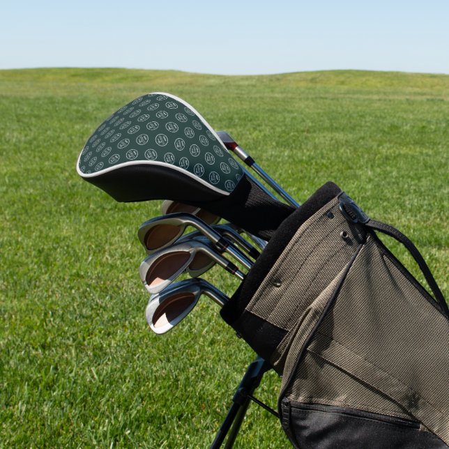 Professional Brand Pattern Logo Modern Dark Green Golf Head Cover (In Situ)