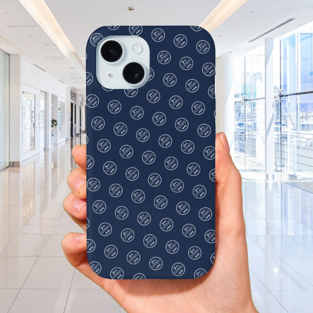 Professional Brand Pattern Logo Modern Navy Blue Case-Mate iPhone Case (Creator Uploaded)