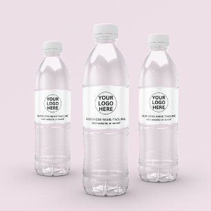 Professional Branded Business Logo Black & White  Water Bottle Label