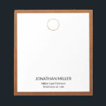 Professional Branded Notepad<br><div class="desc">Enhance your professional image with our branded legal notepad. This elegant notepad features a brushed gold metallic emblem at the top, exuding sophistication and style. The lower thirds showcase your name, company name, and title in a clean and professional sans-serif font. The white background beautifully contrasts with the sable-textured print...</div>