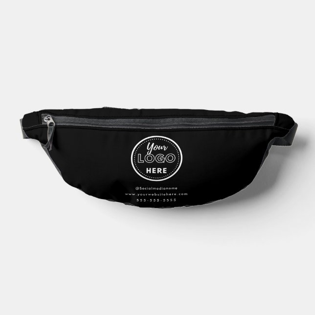 Professional Branding Minimalist Black Promo Logo Fanny Pack (Lay Down)