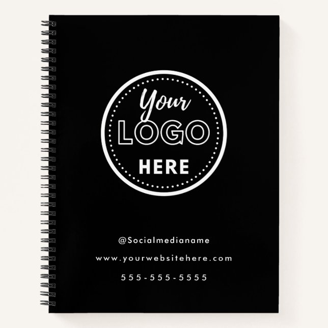 Professional Branding Minimalist Black Promo Logo Notebook (Front)