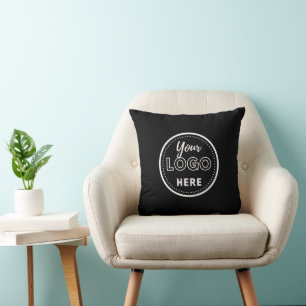 Professional Branding Minimalist Black Promo Logo Throw Pillow