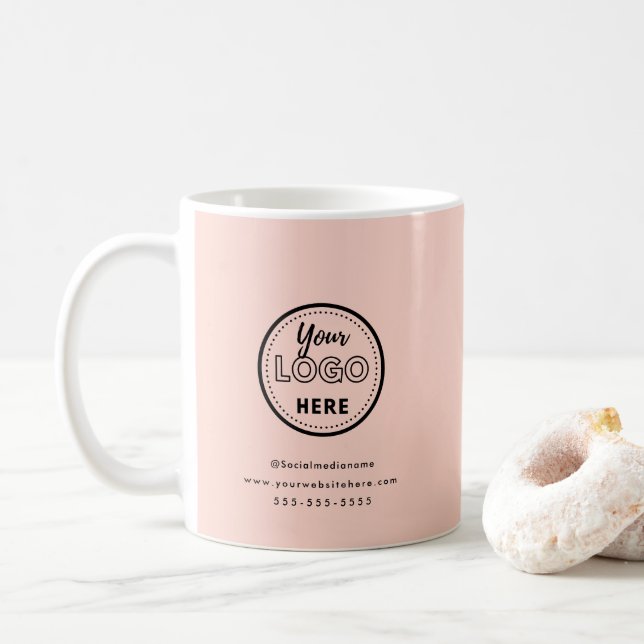 Professional Branding Minimalist Blush Pink Logo Coffee Mug (With Donut)