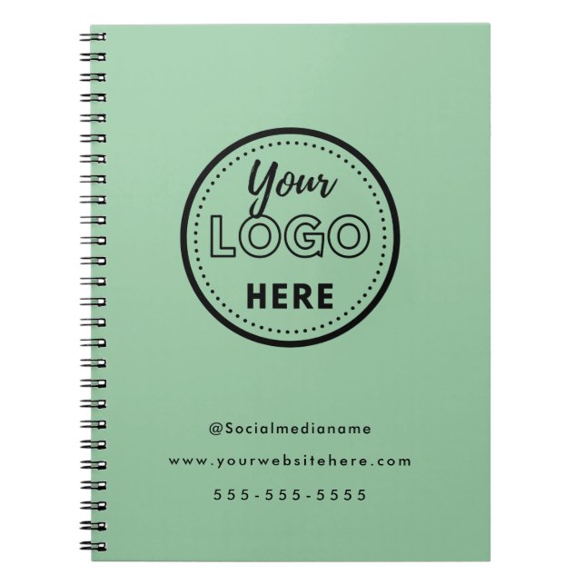 Professional Branding Minimalist Logo Mint Green Notebook (Front)