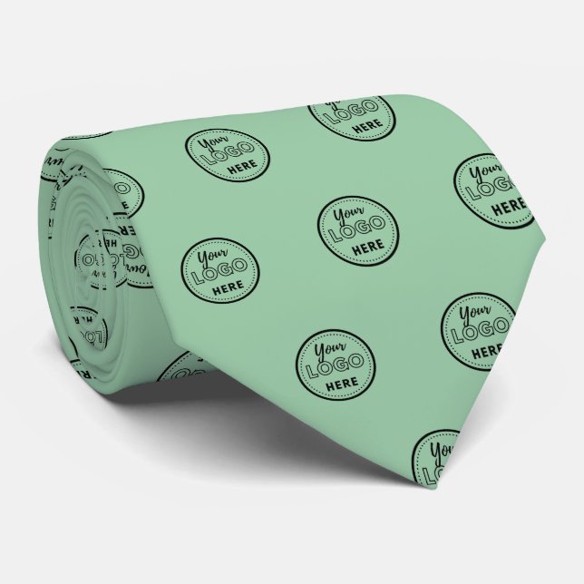 Professional Branding Minimalist Mint Green Logo Tie (Rolled)