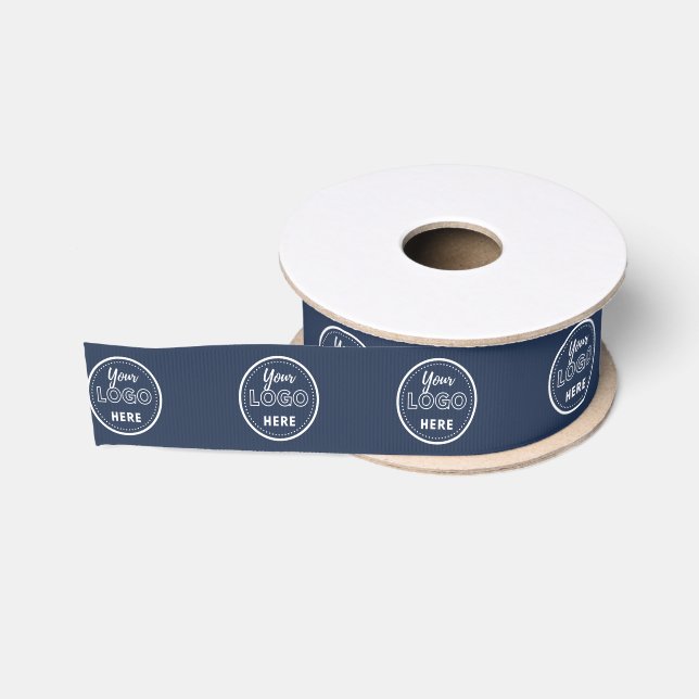Professional Branding Minimalist Navy Blue Logo Grosgrain Ribbon (Spool)