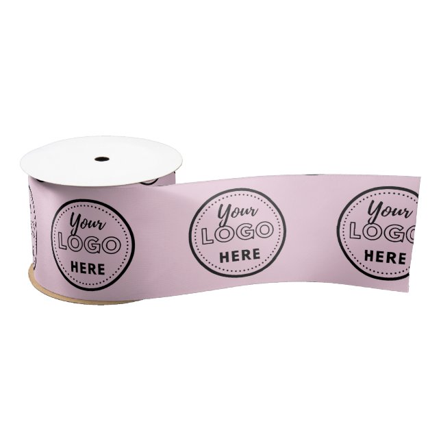Professional Branding Minimalist Pink Promo Logo Satin Ribbon (Spool)