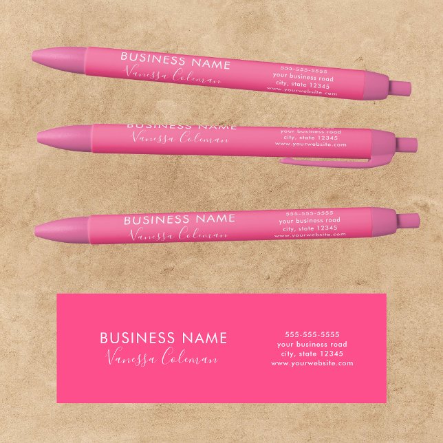 Professional Branding Minimalist Script Hot Pink Black Ink Pen (Creator Uploaded)