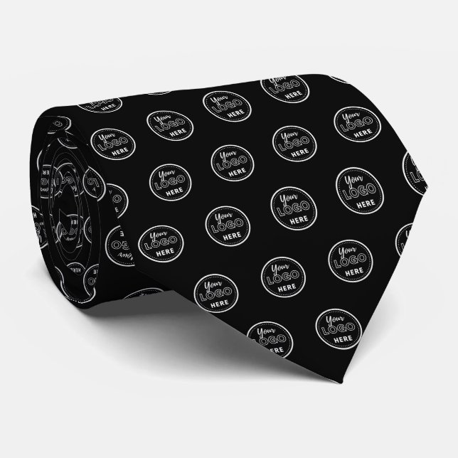 Professional Branding Modern Black Promo Logo Tie (Rolled)