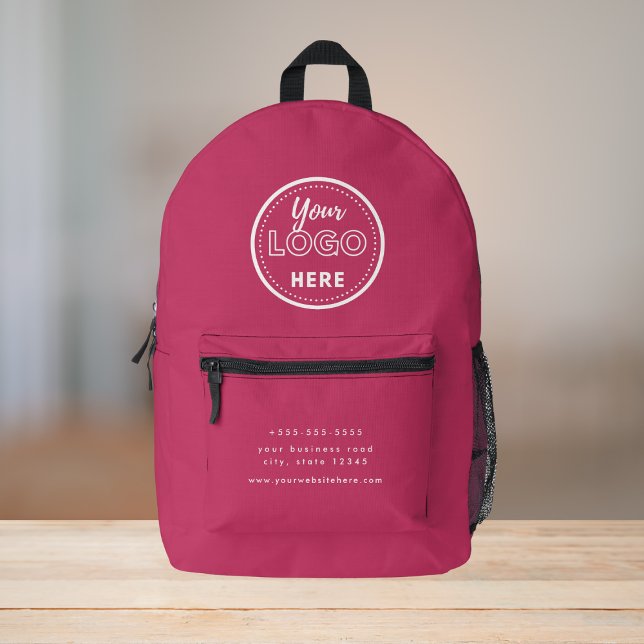 Professional Branding Modern Hot Pink Promo Logo Printed Backpack (Creator Uploaded)