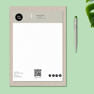 Professional Branding Modern Minimalist Gray Letterhead
