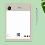 Professional Branding Modern Minimalist Grey Letterhead<br><div class="desc">Unleash timeless elegance with our professional branding solution for small businesses. Our minimalist grey design, enhanced by pretty typography, is easily customizable with your logo or initials. Featuring a QR code for instant social media connection, this modern and contemporary product seamlessly blends simplicity with sophistication. Elevate your brand with an...</div>