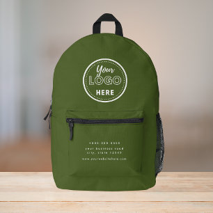 Professional Branding Modern Moss Green Promo Logo Printed Backpack