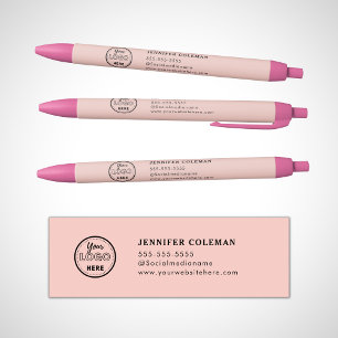 Professional Branding Promotional Blush Pink Logo Black Ink Pen