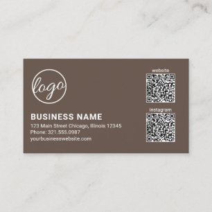 Professional Brown Logo QR Code Modern Business Card