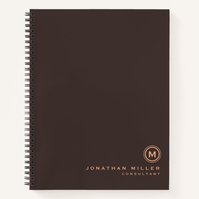 Professional Brown Monogram Initial Notebook (Front)