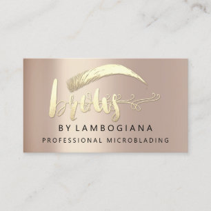 Professional Brows Gold Grey Logo Social Media FB  Business Card