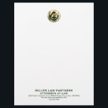 Professional Brushed Gold Logo Green Typography Letterhead<br><div class="desc">Enhance your professional image with our Professional Letterhead designed exclusively for attorneys, lawyers, and law firms. This premium-quality letterhead features a sleek design with a brushed gold logo at the top, adding a touch of elegance to your correspondence. The lower thirds display your company name and contact information in a...</div>