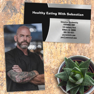 Professional Brushed Steel FRONT Custom Photo BACK Business Card