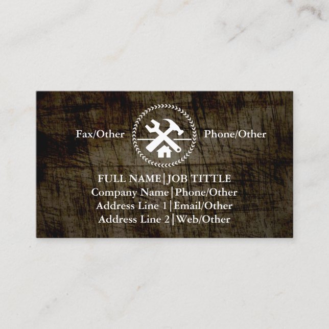Professional Builder Carpenter Tools Woodworking B Business Card (Front)