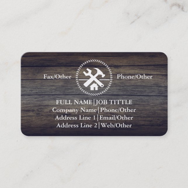 Professional Builder Carpenter Tools Woodworking Business Card (Front)