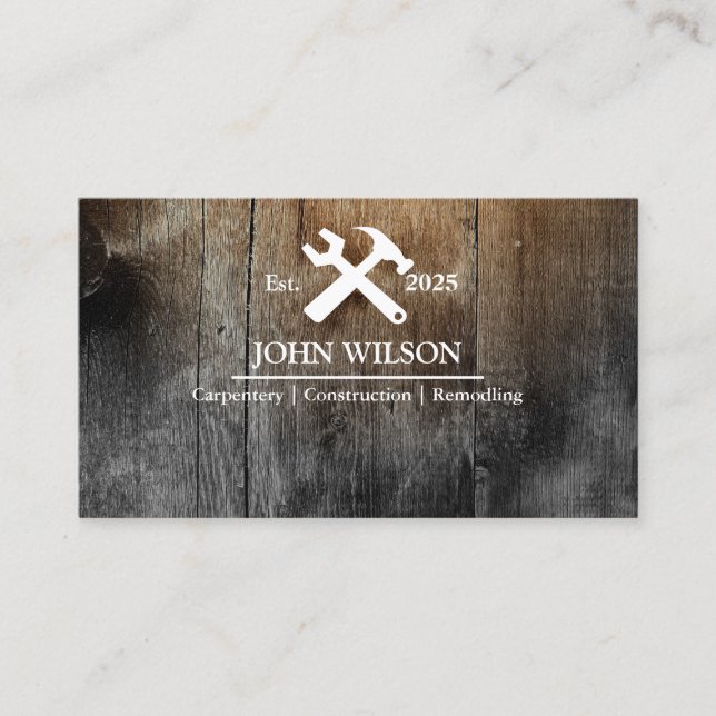 Professional Builder Carpenter Tools Woodworking Business Card (Front)