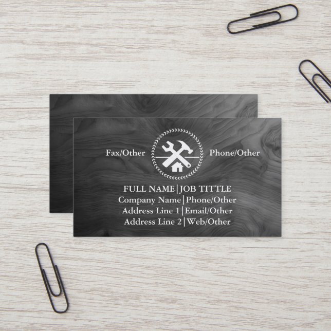 Professional Builder Carpenter Tools Woodworking Business Card (Front/Back In Situ)
