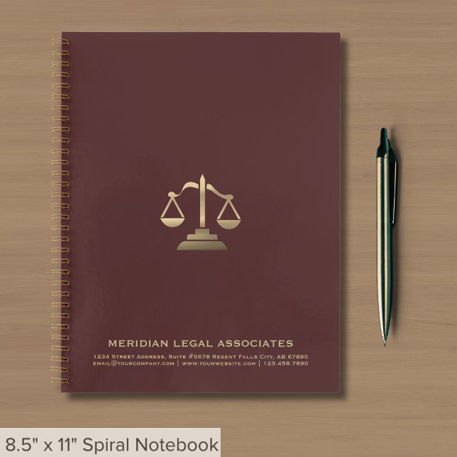 Professional Burgundy and Gold Scales of Justice Notebook (Creator Uploaded)