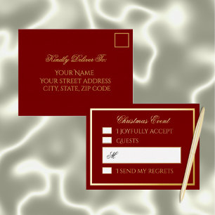 Professional Burgundy Foil Holiday Response Card