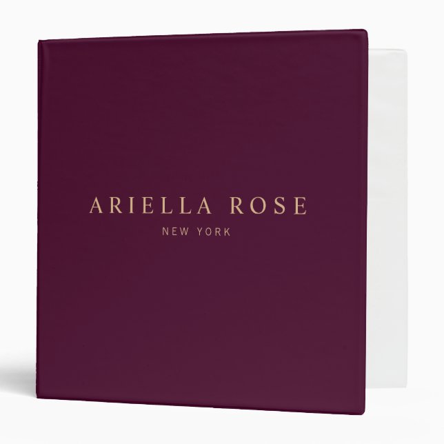 Professional Burgundy Modern Elegant  Binder (Front/Inside)