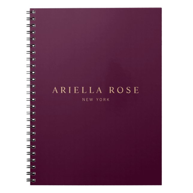 Professional Burgundy Modern Elegant  Notebook (Front)