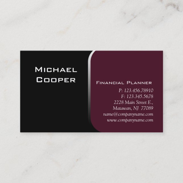 Professional Business Card Financial Planner (Front)