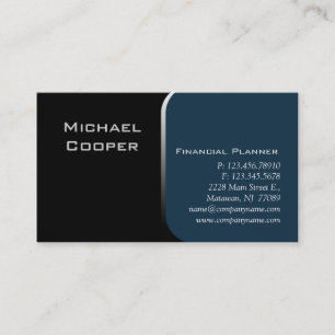 Professional Business Card Financial Planner Blue