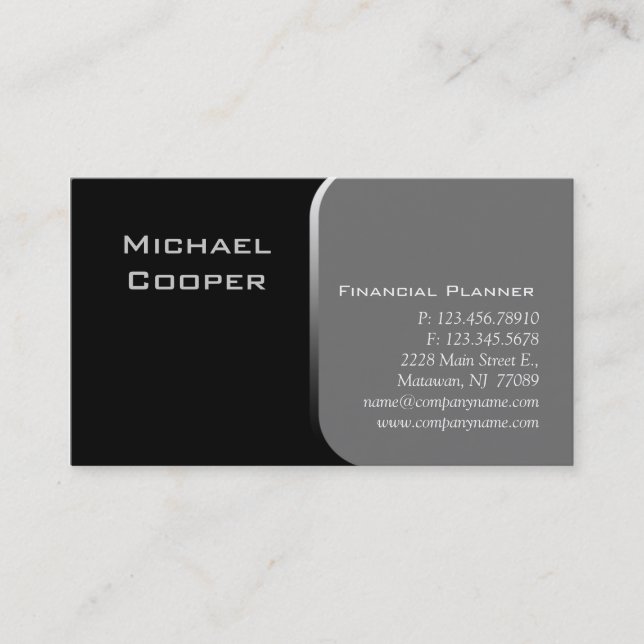 Professional Business Card Financial Planner Grey (Front)