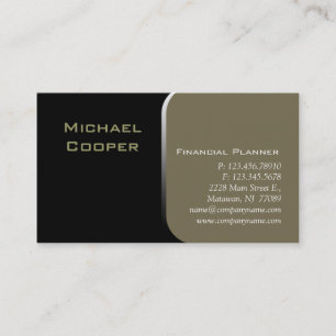 Professional Business Card Financial Planner Khaki