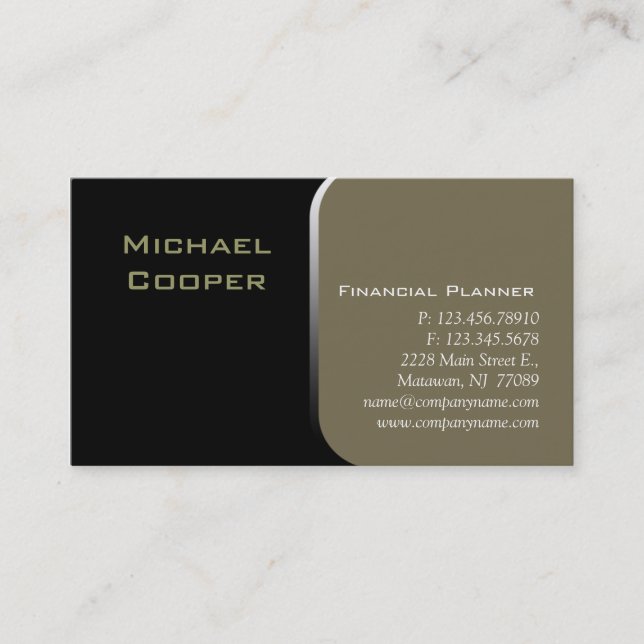 Professional Business Card Financial Planner Khaki (Front)