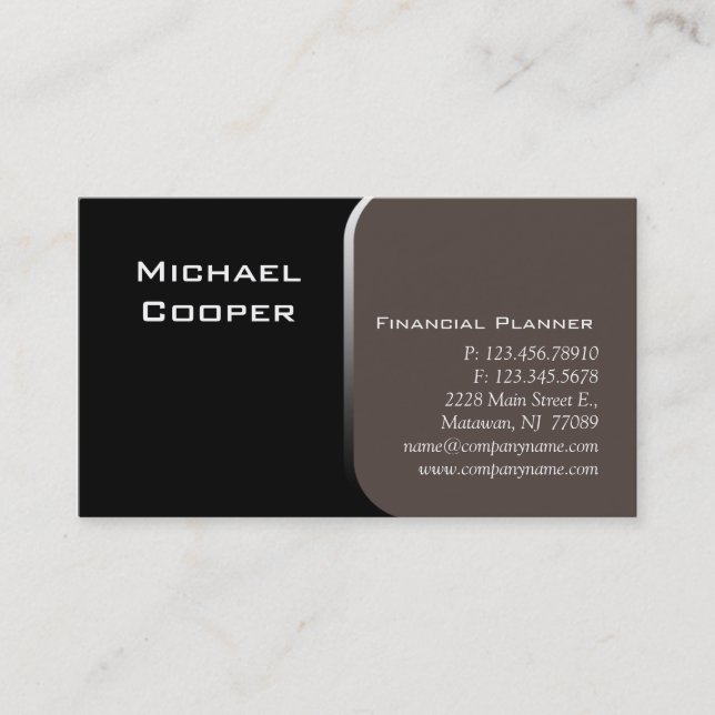 Professional Business Card Financial Planner Taupe (Front)
