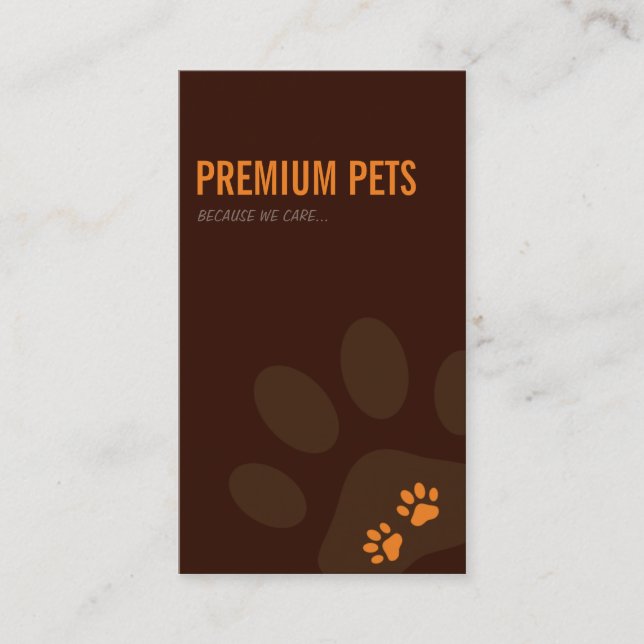 PROFESSIONAL BUSINESS CARD pet care orange (Front)