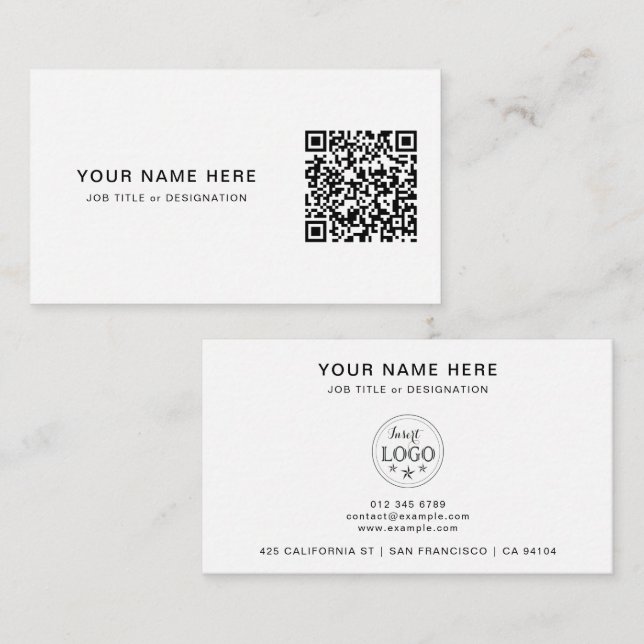 Professional Business Card with QR Code & Logo (Front/Back)