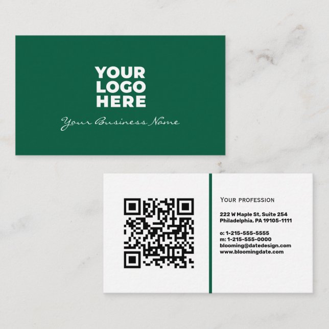 Professional Business Card with QR Code & Logo (Front/Back)