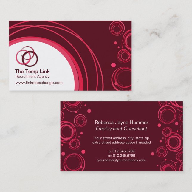 Professional business cards cherry red/brown (Front/Back)