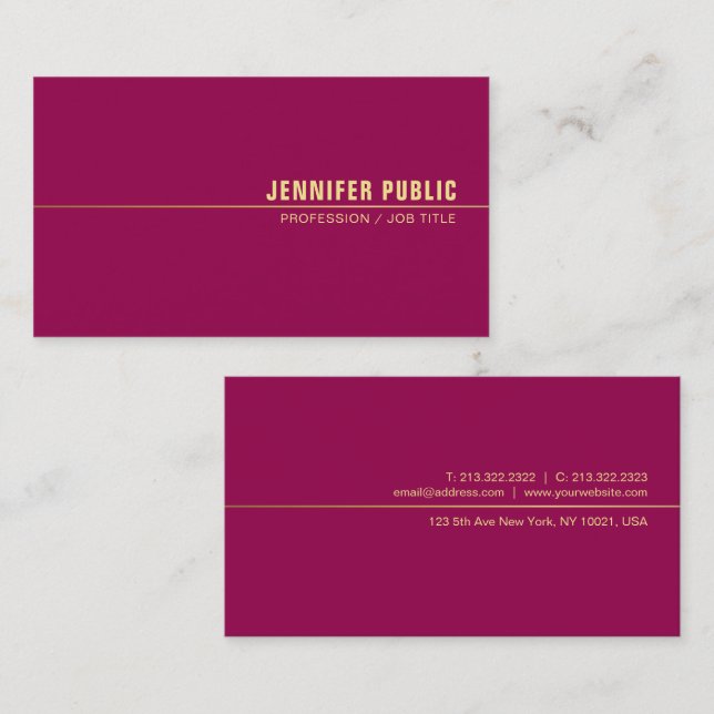 Professional Business Cards Gold Viva Magenta (Front/Back)