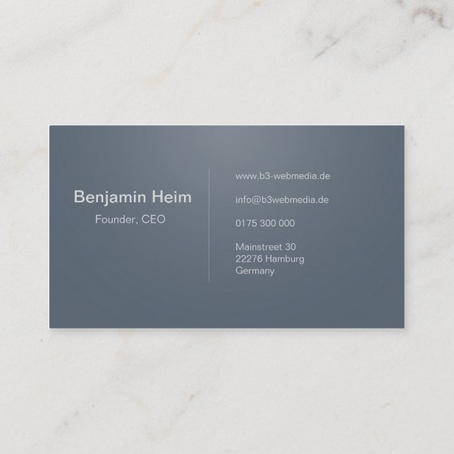 Professional business cards grey / gray (Back)
