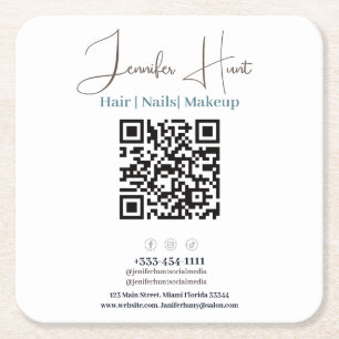 professional business cards with QR code Square Paper Coaster
