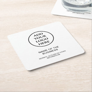 Professional Business Company Corporate Your Logo Square Paper Coaster