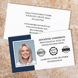 Professional Business Employee Custom Photo Blue Card